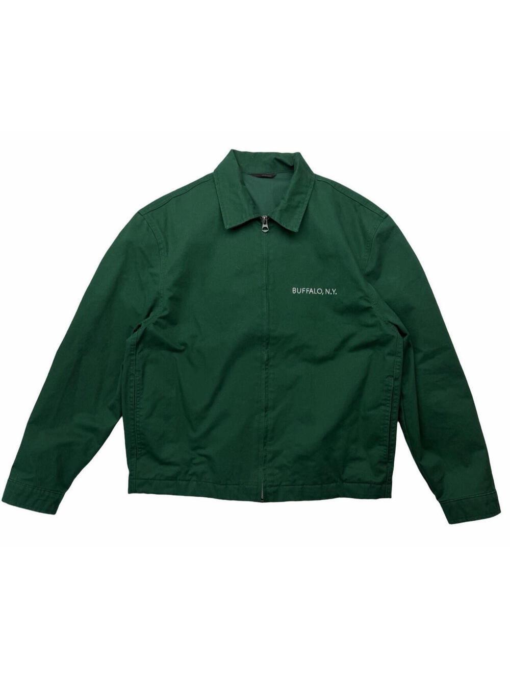 Zara Embroidered Zip Up Mechanic Jacket Green Size M